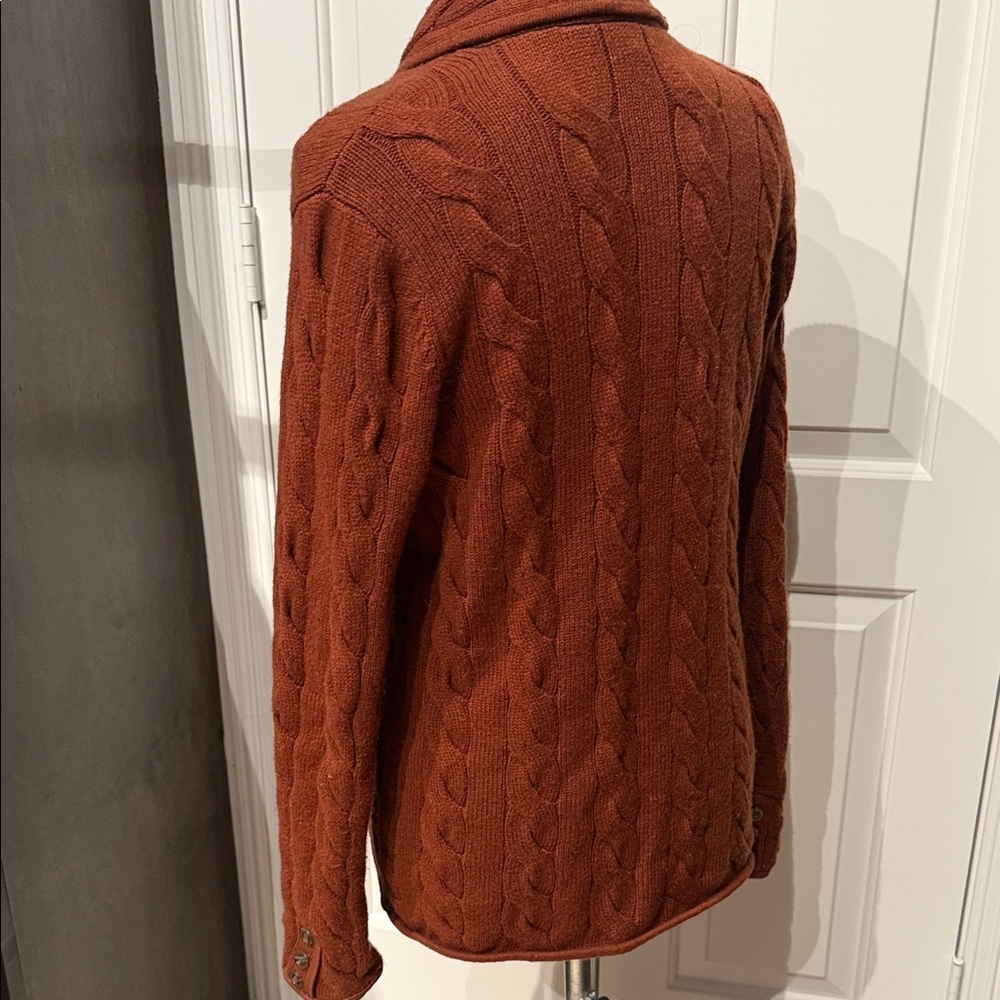 Talbots Rust Cable Knit Cardigan (HU) - Picture 3 of 5